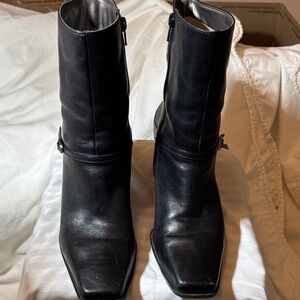 Elegant Black Leather Ankle Booties